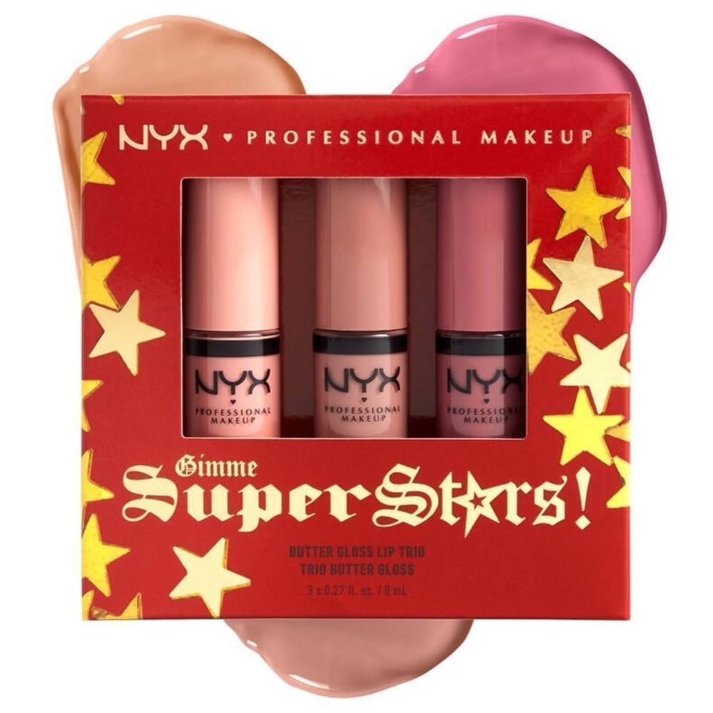 NYX GIMME SUPER STARS! BUTTER GLOSS LIP TRIO GIFT SET- NEW IN BOX